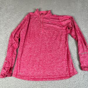 Nike Running Shirt Womens L Red Element Dri-Fit Performance 1/4 Zip Reflective